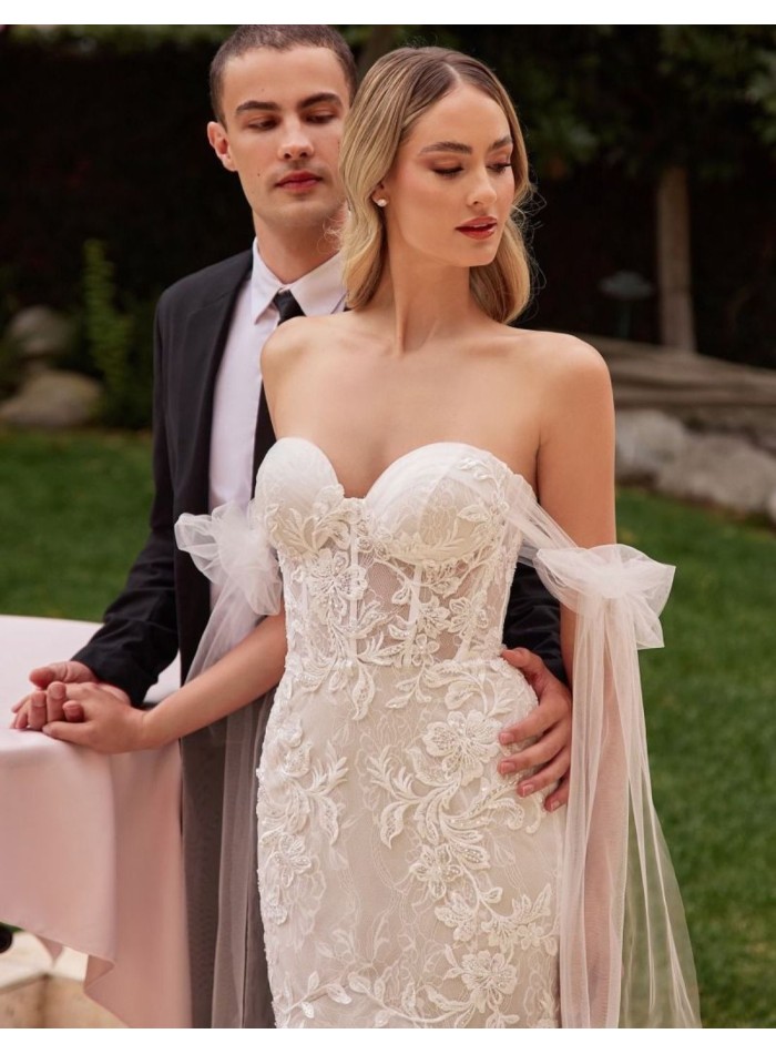 Robe de mariée sirène avec épaules ouvertes