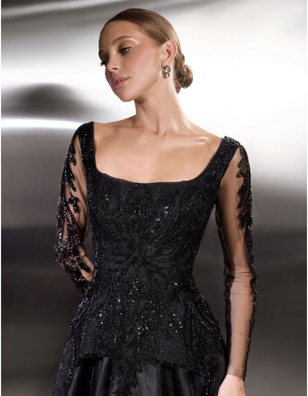 Long party dress with rhinestone bodice and long tulle... 2