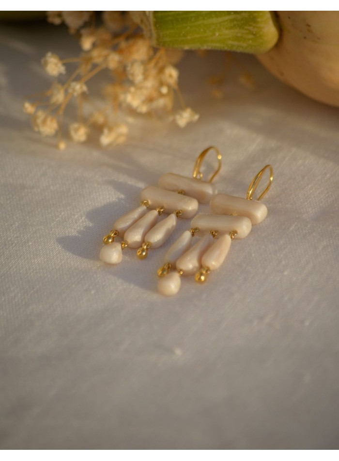 Boucles d'oreilles en nacre faites à la main