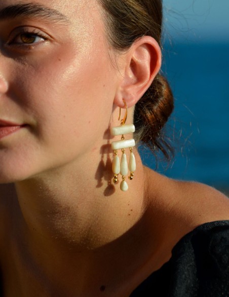 Boucles d'oreilles en nacre faites à la main