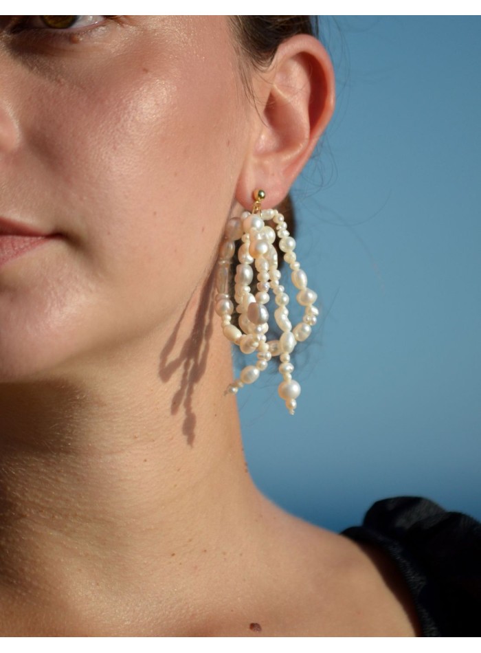 boucles d'oreilles avec perles d'eau douce
