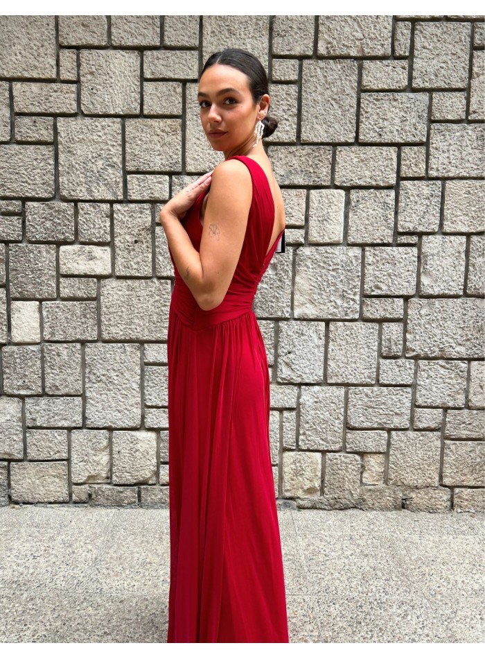 Vestidos de chiffon con escote en V y tirantes decorados con cuentas Rosa Claro Tallas Grandes