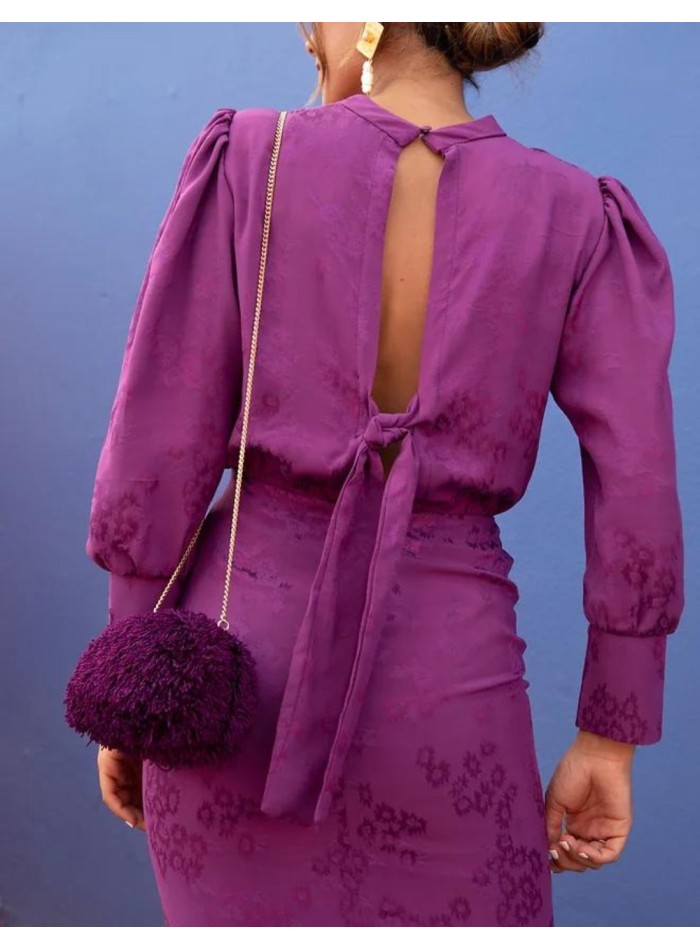 Robe midi en jacquard tissé avec laçage