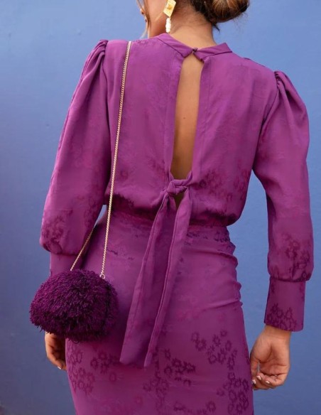 Jacquard woven midi dress with lacing