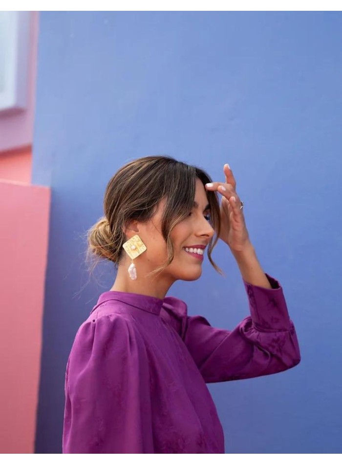 Robe midi en jacquard tissé avec laçage