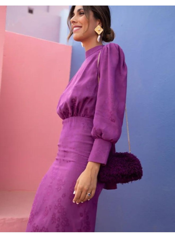 Robe midi en jacquard tissé avec laçage