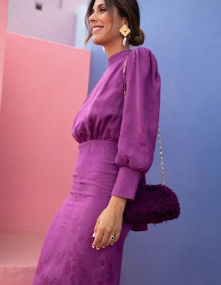 Jacquard woven midi dress with lacing