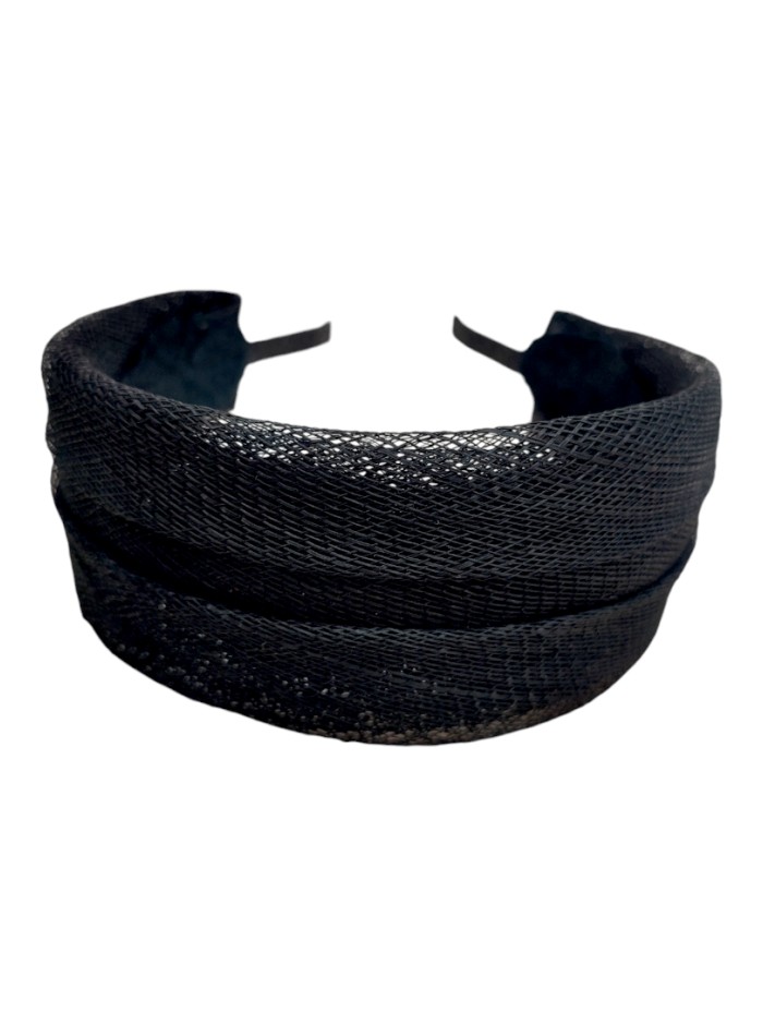 Black double raffia headband