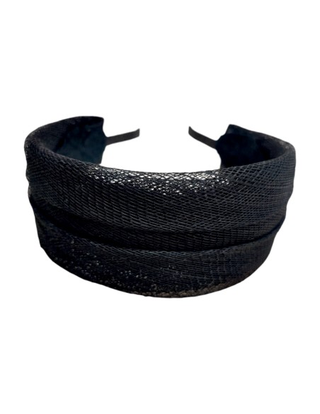 Black double raffia headband