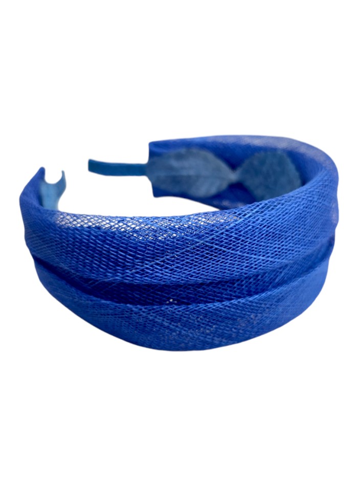 Blue party headband in double raffia