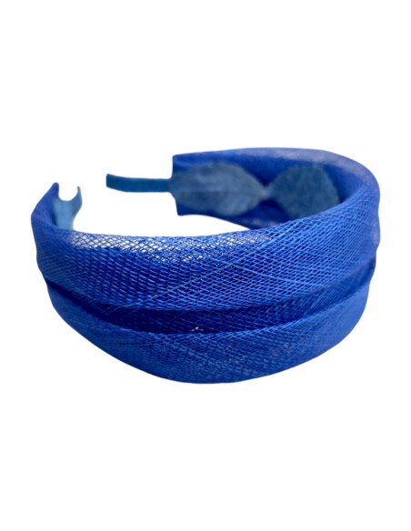 Bandeau de fête bleu en double raphia