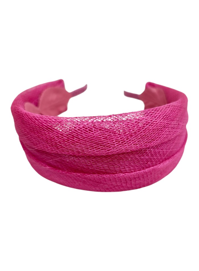 Fuchsia raffia headband for guests