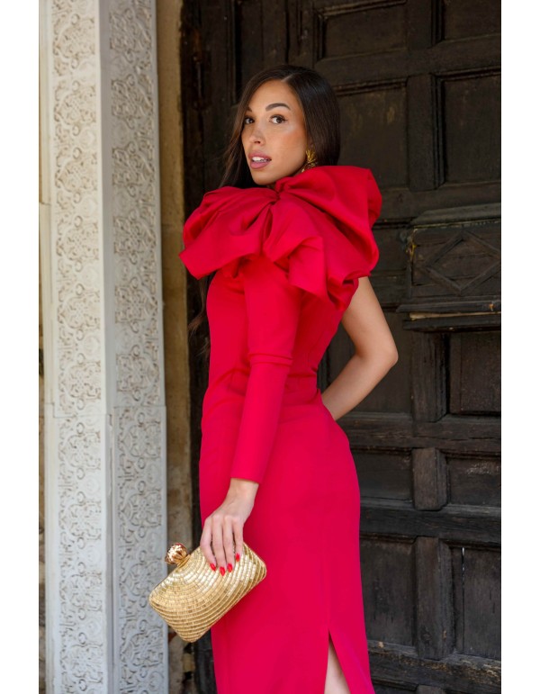 Vestido De Graduación Vestido Midi Asimétrico Con Cinturón