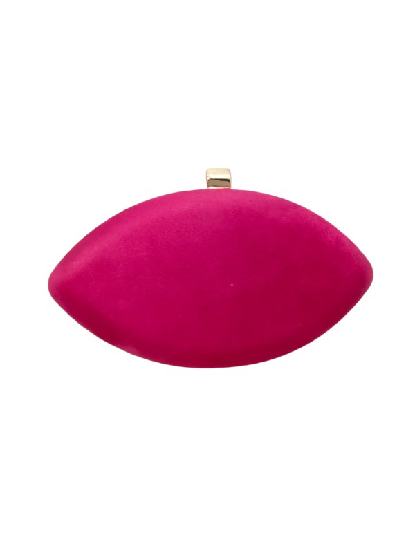 Fuchsia suede party bag with golden brooch