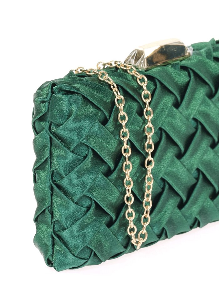 Woven satin party clutch bag