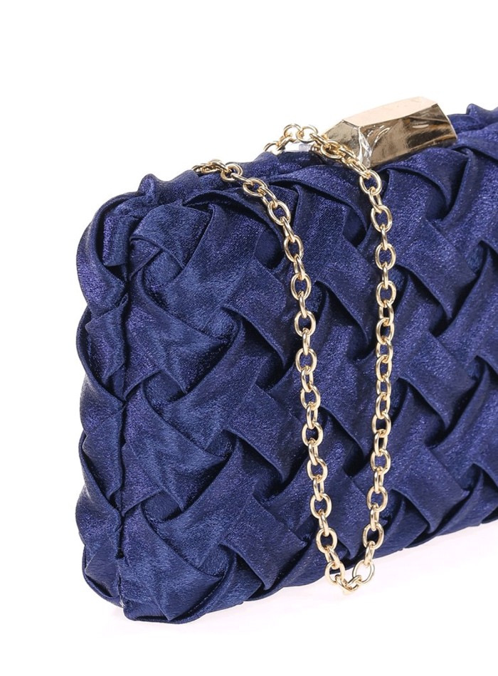 Woven satin party clutch bag