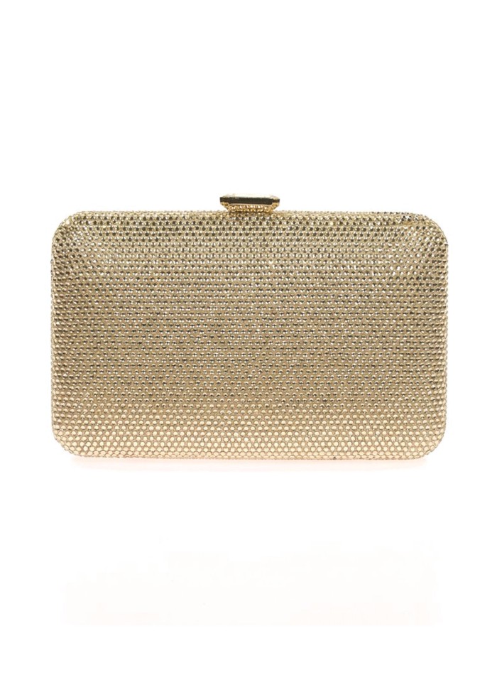 Crystal-Embellished Clutch Bag in Gold or Silver