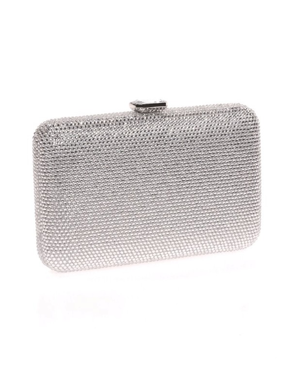Crystal-Embellished Clutch Bag in Gold or Silver 2