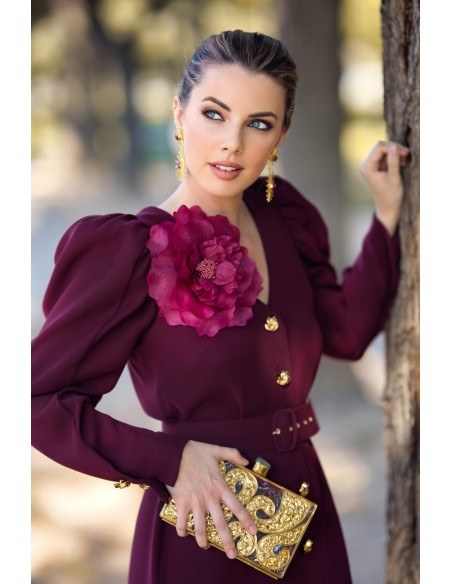 Robe midi détachable avec ceinture et détails floraux