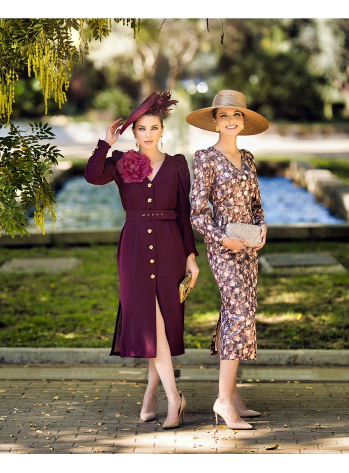 Vestido midi desmontable con cinturón y detalle...