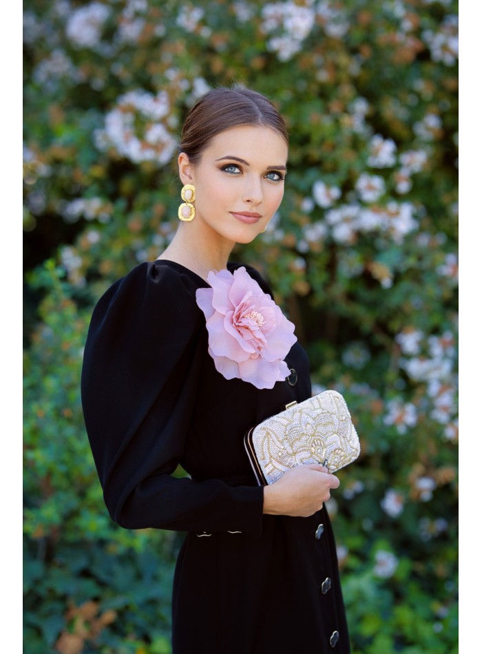 Vestido de fiesta midi con detalle flor para...