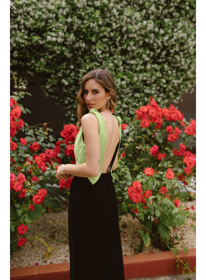 Vestido midi de fiesta para invitada bicolor...