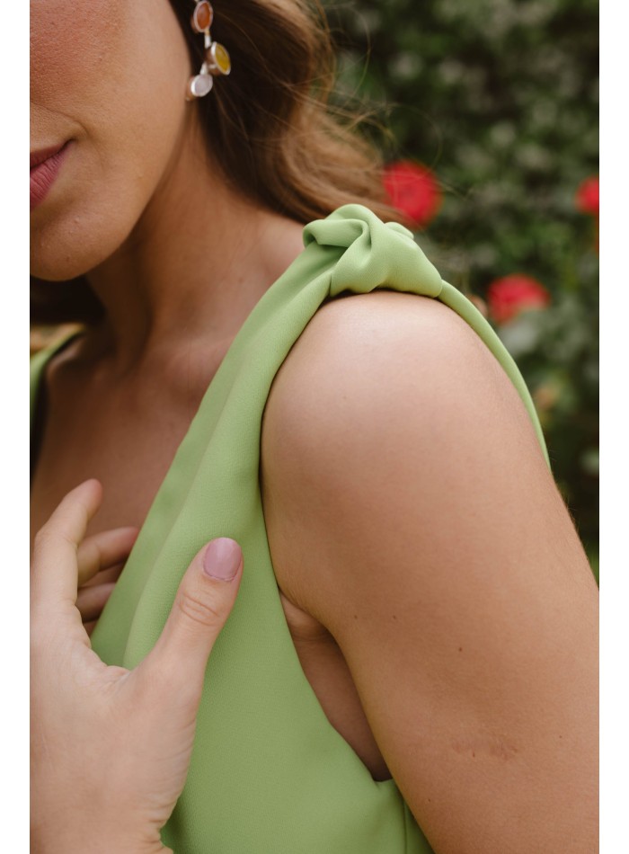 Bicolor midi party dress for guest with sling...