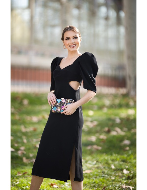 Midi party dress with maxi bow and cut-out 2