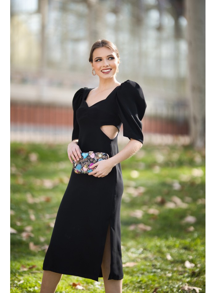 Midi party dress with maxi bow and cut-out