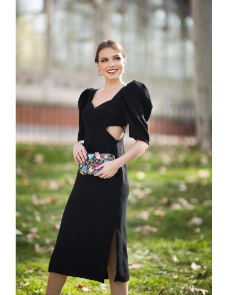 Midi party dress with maxi bow and cut-out