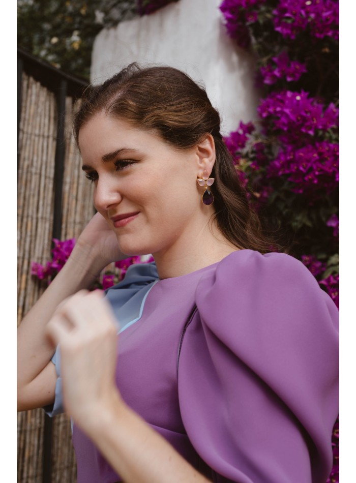 Robe midi bicolore avec découpe et dos ouvert