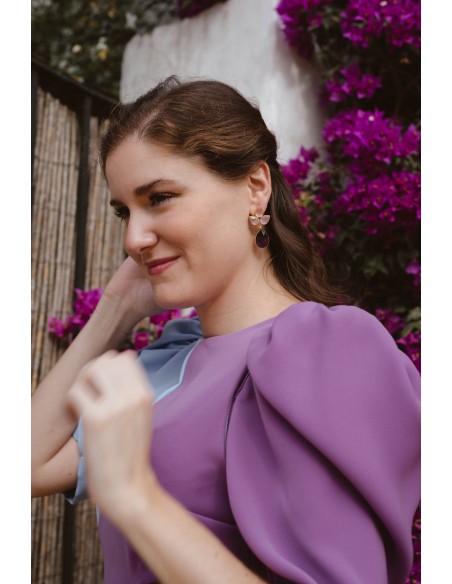 Bicolor midi dress with cut-out and open back