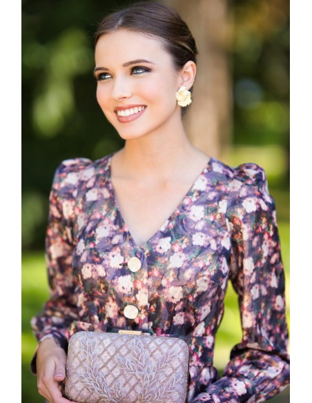 Jupe midi moulante à imprimé floral