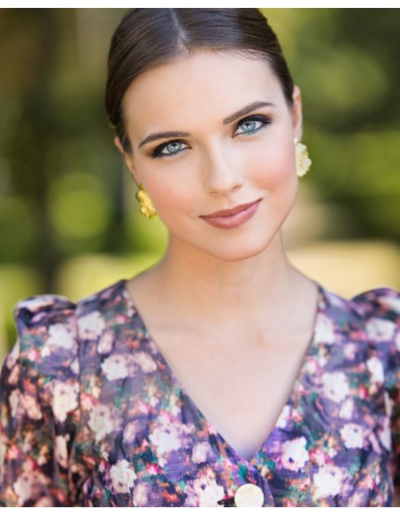 Fitted midi skirt with floral print