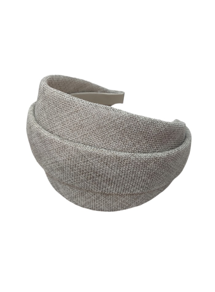 Handmade raffia headband in stone grey raffia