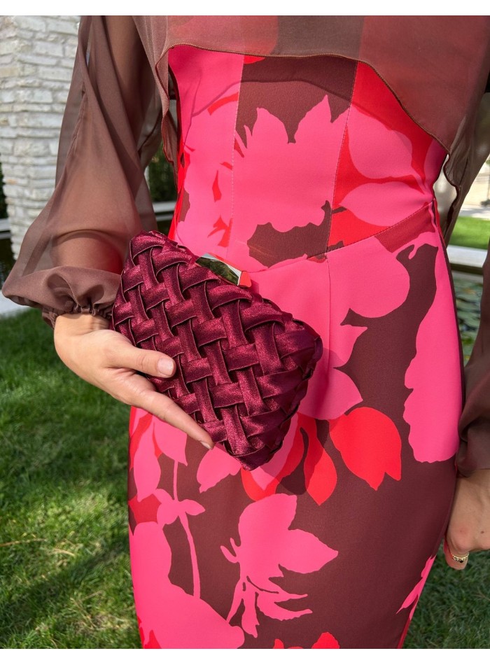 Woven satin party clutch bag