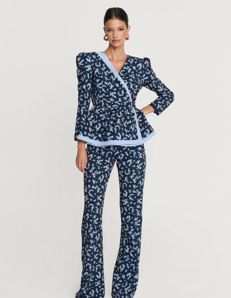 White high rise flared pants with flared cut