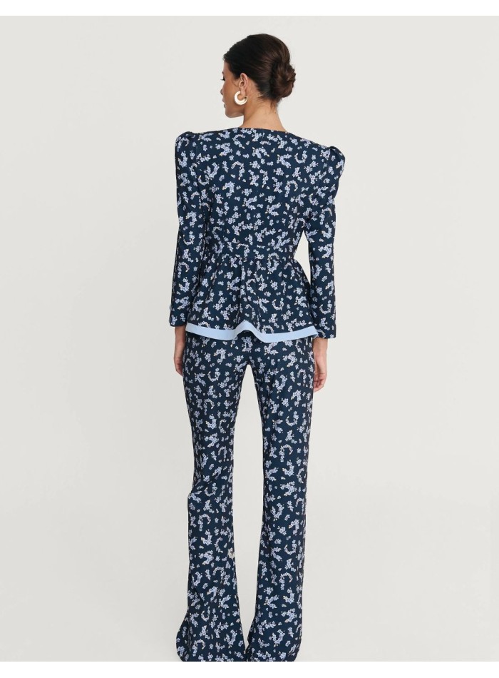 White high rise flared pants with flared cut