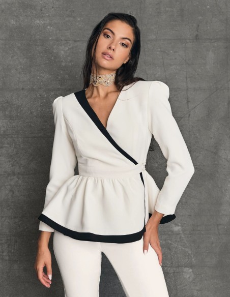 Veste de costume double poitrine péplum