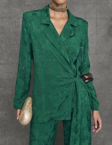 Blazer d'invité avec col de smoking et laçage