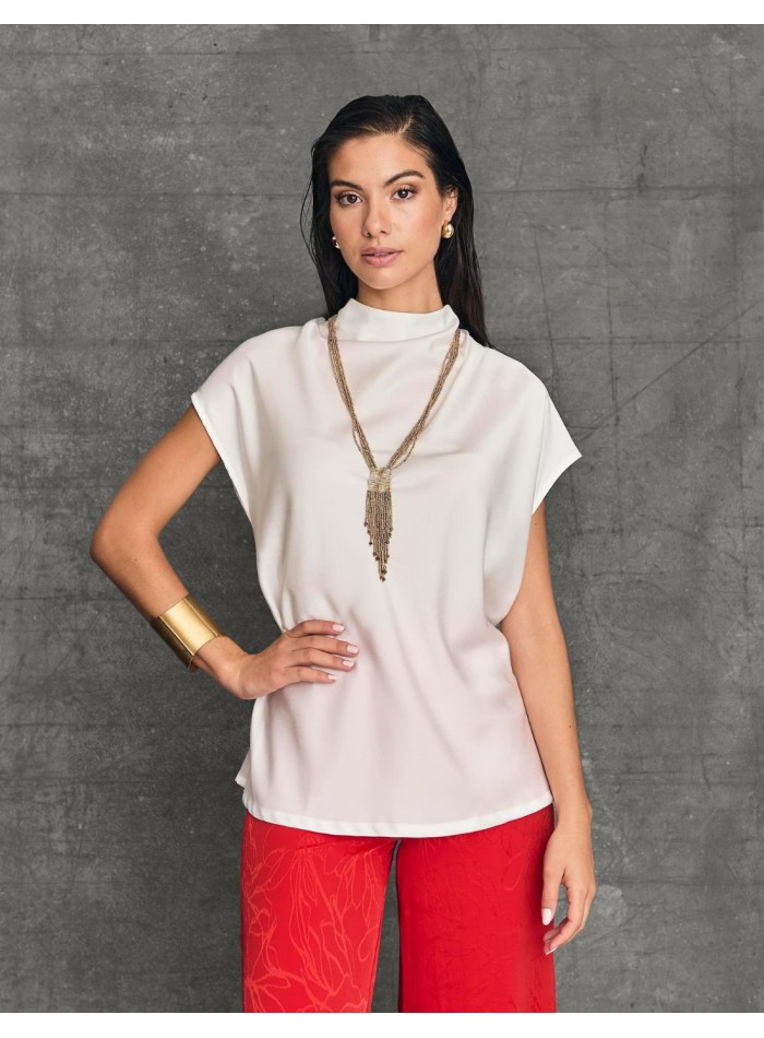 Ecru satin blouse