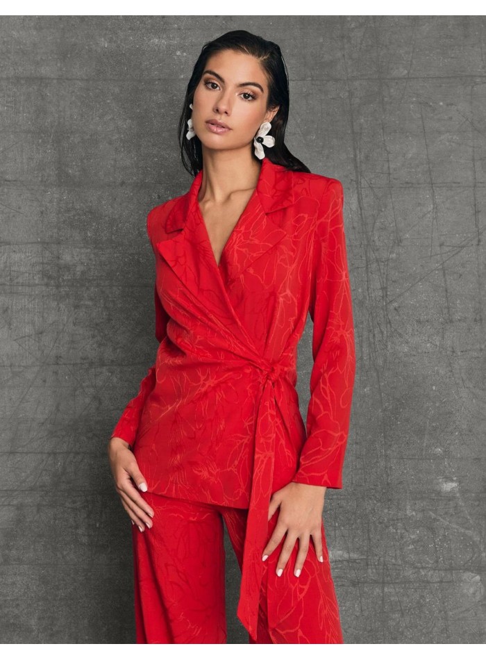 Blazer double boutonnage fluide rouge