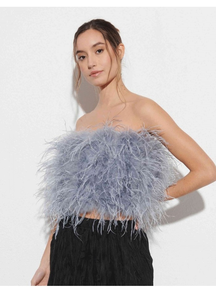 Long top en plumes d'autruche