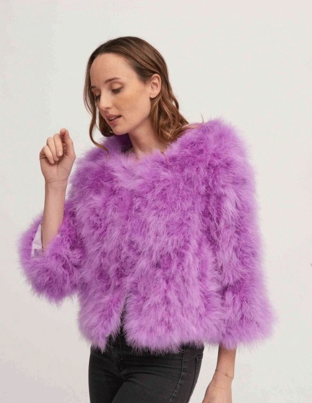 Chaqueta de pluma de avestruz