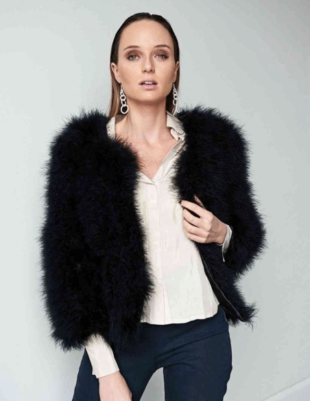 Veste en plumes d'autruche