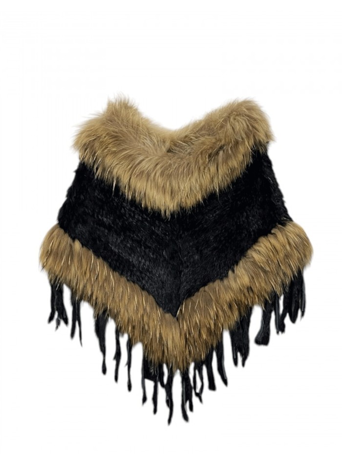 Rabbit and marmot fur poncho