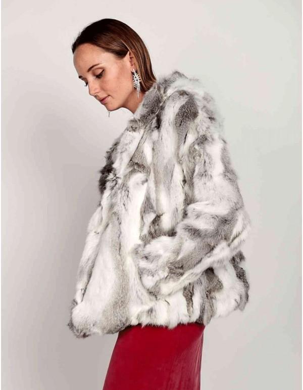 treat ürself Bunny curly fur coat white レディース