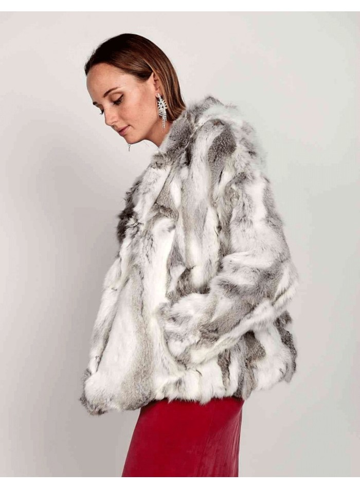 White rabbit fur jacket