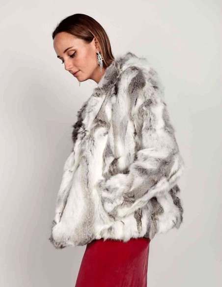 White rabbit fur jacket