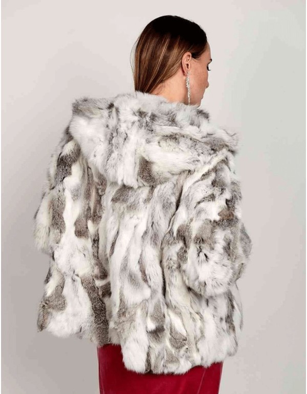 Veste en fourrure de lapin blanche 2